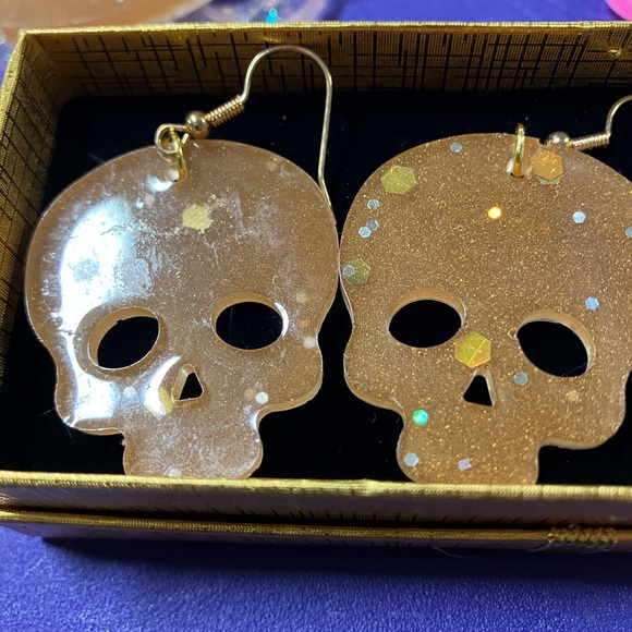 Handmade Jewelry - Glitter Skull Earrings